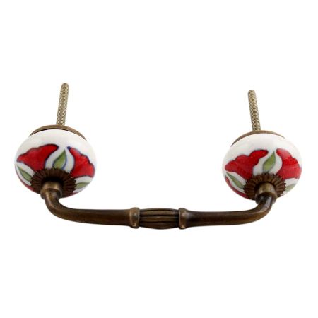 Hibiscus Green Flower Ceramic Bridge Handle